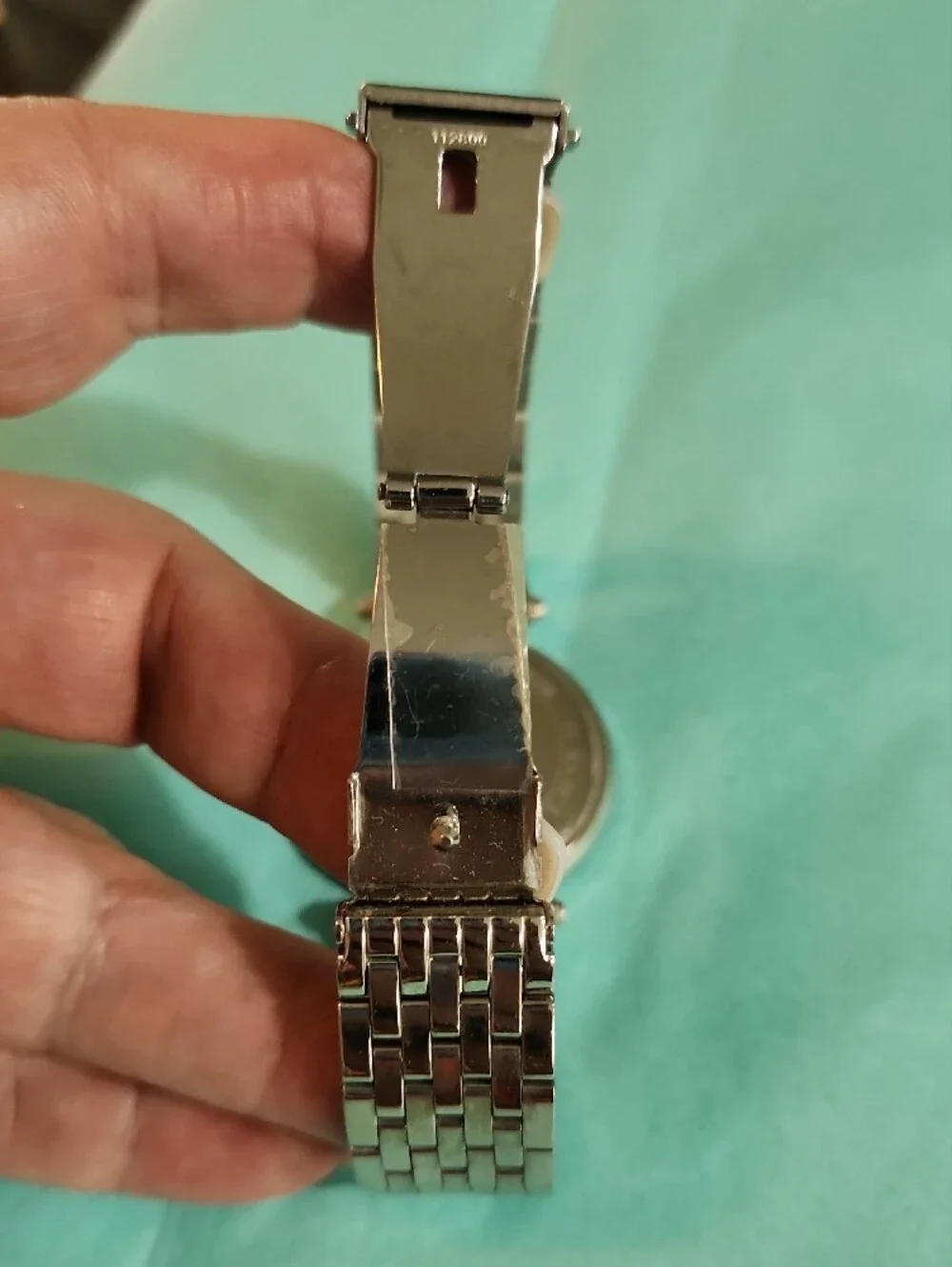 Michael Kors Silver Bracelet Watch with Turquoise Blue Dial and Crystal Bezel